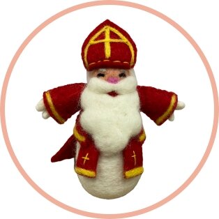 Handgemaakte wol vilt hanger Sinterklaas