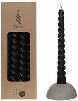 Twist kaarsen set van 4, Zwart