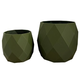 Planten potjes, Diverse afmetingen, Model Rond Geometrisch, Groen
