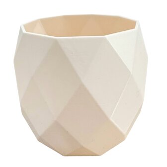Planten potjes, Diverse afmetingen, Model Rond Geometrisch, Zacht Roze/Cr&egrave;me 