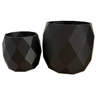 Planten potjes, Diverse afmetingen, Model Rond Geometrisch, Zwart