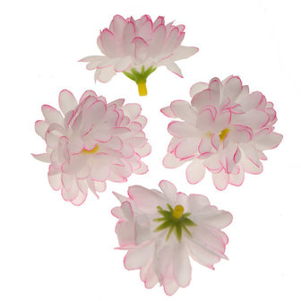 Stoffen kunst chrysant roze wit 5 cm doorsnee per stuk 