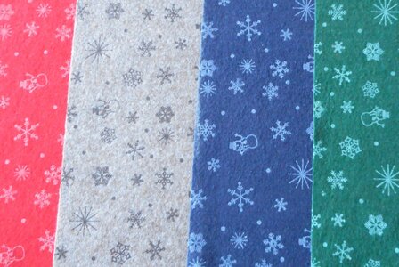 Kerst vilt print sneeuwpop en ster donker blauw 30x40cm - Viltdeco2
