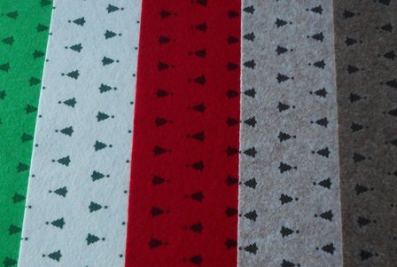 Kerst vilt print kerstboom groen 30x40cm - Viltdeco 3