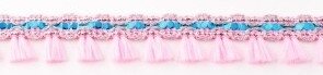 Flosjesband roze met blauw per meter
