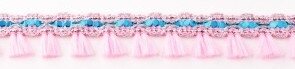 Flosjesband roze met blauw per meter