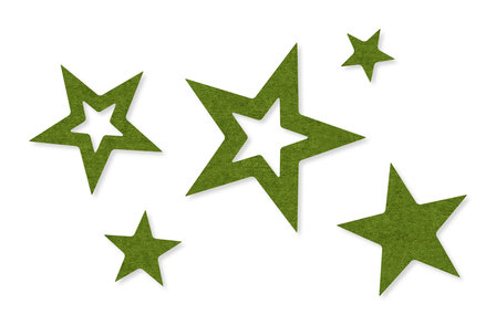 Vilt decoratie sterren Groen, 30 stuks 
