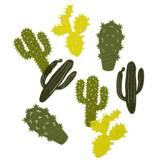 Vilt Cactussen, Lime Groen/Groen, 16 stuks per verpakking