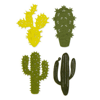 Vilt Cactussen, Lime Groen/Groen, 16 stuks per verpakking