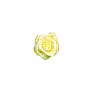 Satijnen roosjes zacht geel 15 mm 10 stuks per zakje