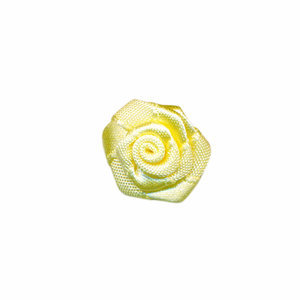  Satijnen roosjes zacht geel 20 mm 10 stuks per zakje
