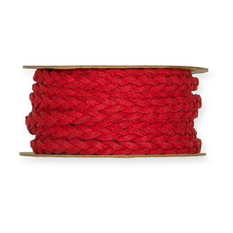 Leer Look Lint, 7 mm x 6 meter op rol, Rood