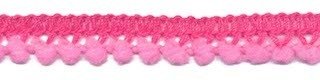 Mini pom pom band roze 10 mm breed per meter