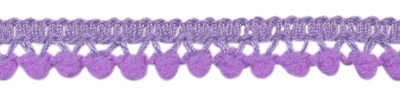 Mini pom pom band lila 10 mm breed per meter