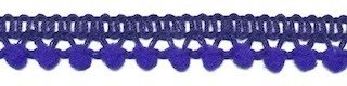 Mini pom pom band kobalt blauw 10 mm breed per meter