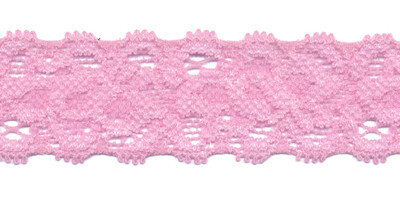 Gehaakt kant elastisch 22 mm breed roze per meter