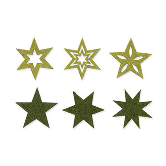 Vilt sterren groen 6 stuks per zakje