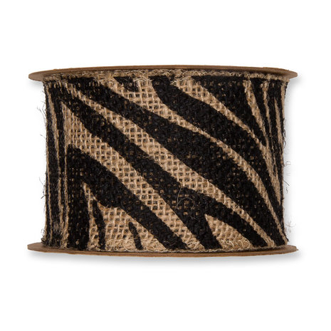 Jute Band Zebra Print 6 cm breed 50 cm lang per zakje