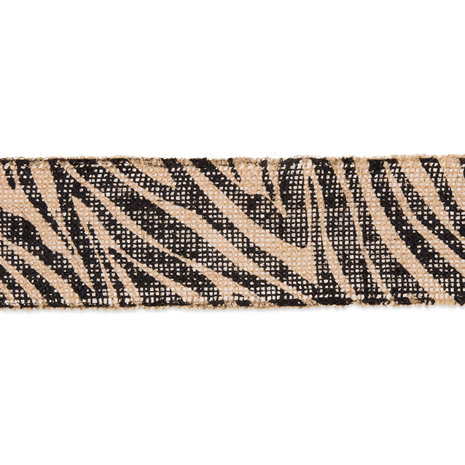 Jute Band Zebra Print 6 cm breed 50 cm lang per zakje