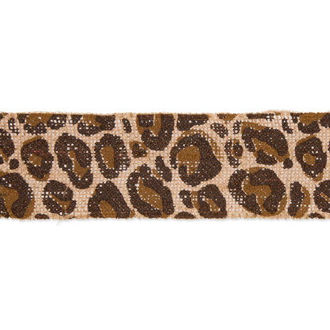 Jute Band Panter Print 6 cm breed 50 cm lang per zakje