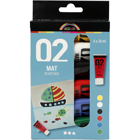 Mat readymix verf 6 flacons 20 ml set