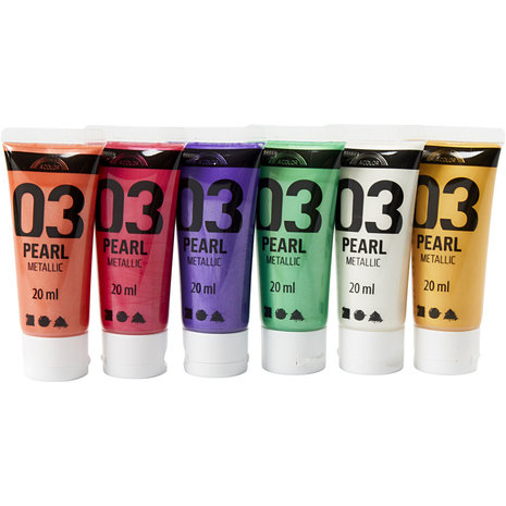 Pearl metallic verf 6 flacons 20 ml set