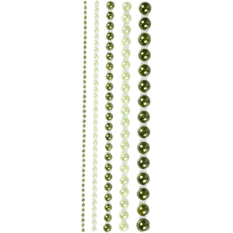 Halve parels groen afm 2-8 mm, 140 stuks per pakje