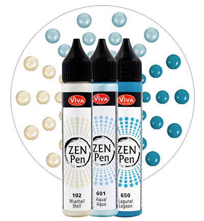 Zen Pen, set van 3, Parelmoer/Aqua/Turquoise 