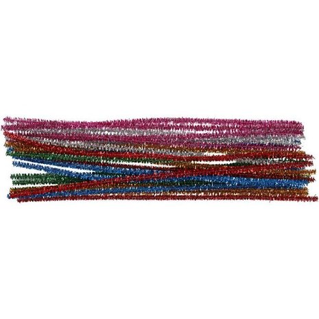 Chenille draad (pijpenragers) assorti glitter