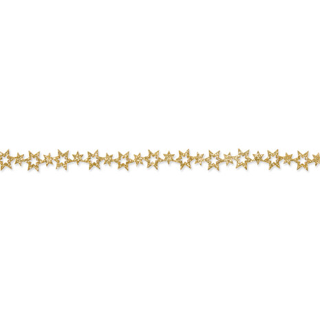 Glitterband sterren 14mm x 5 meter op rol, Goud