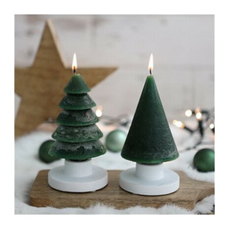 Kerstboom kaarsen set van 2, Donker Groen