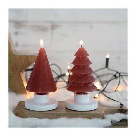Kerstboom kaarsen set van 2, Roest/Rood