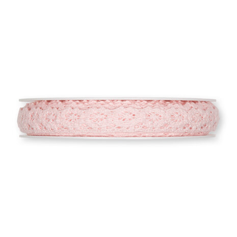 Gehaakt Kant katoen 13 mm breed, Roze