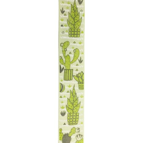 Band cactus print 25 mm breed 50 cm lang per stuk 