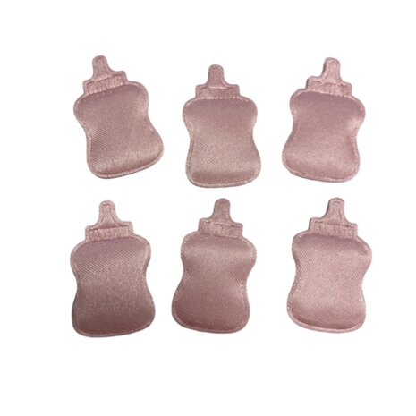 Decoratie baby flesje roze 6 stuks per zakje