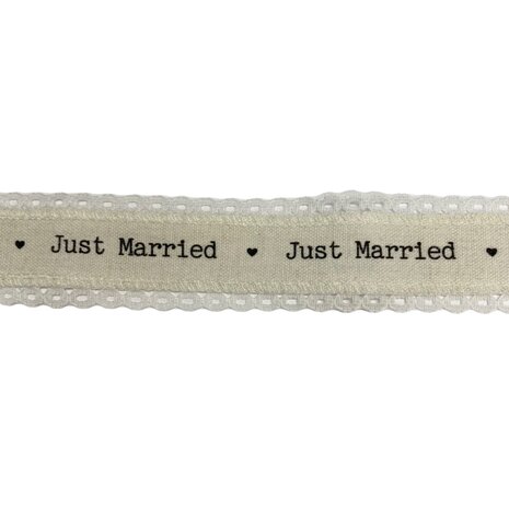 Lint met Just Married 4 cm breed 1 meter lang per zakje