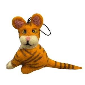 Handgemaakte wol vilt hanger, Kat, Oranje