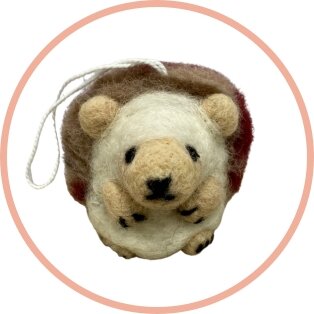 Handgemaakte wol vilt hanger, Egel