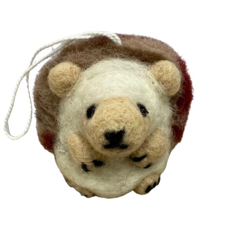 Handgemaakte wol vilt hanger, Egel