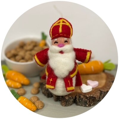 Handgemaakte wol vilt hanger Sinterklaas