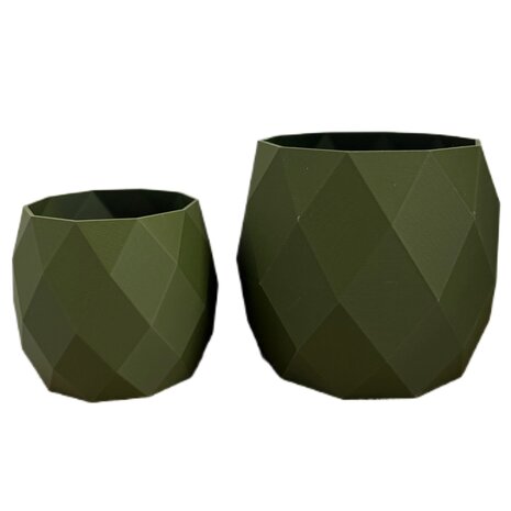 Planten potjes, Diverse afmetingen, Model Rond Geometrisch, Groen