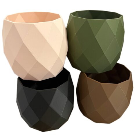 Planten potjes, Diverse afmetingen, Model Rond Geometrisch, Groen