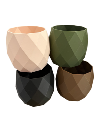 Planten potjes, Diverse afmetingen, Model Rond Geometrisch, Bruin
