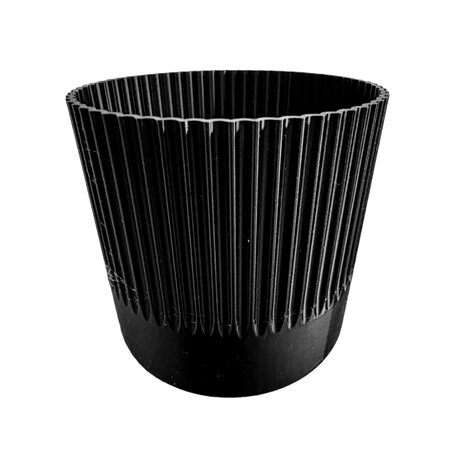 Planten potjes, Diverse afmetingen, Model Recht Ribbel, Zwart