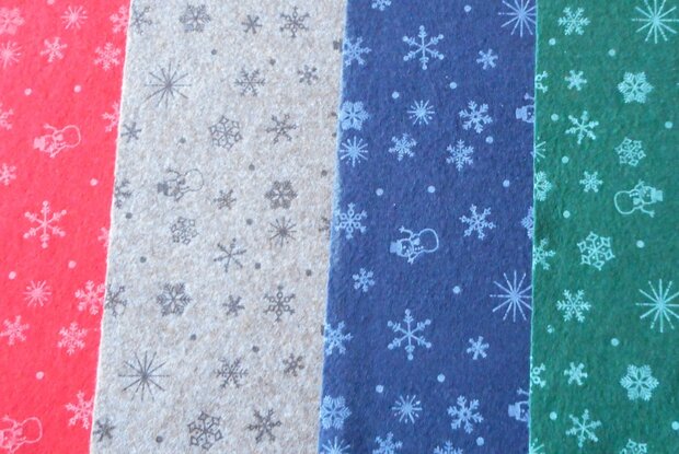Kerst Vilt, Sneeuwpop, Blauw, 30 x 40 cm