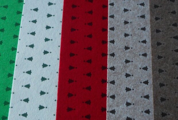 Kerst vilt print kerstboom groen 30x40cm - Viltdeco 3