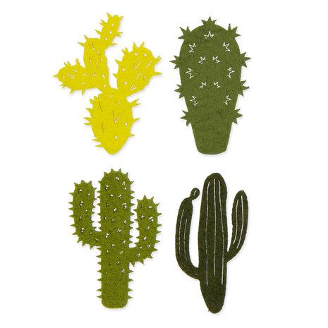 Vilt Cactussen, Lime Groen/Groen, 16 stuks per verpakking