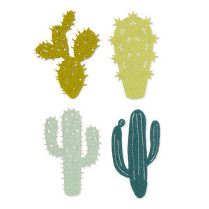 Vilt cactussen zacht groene tinten 4 stuks per zakje