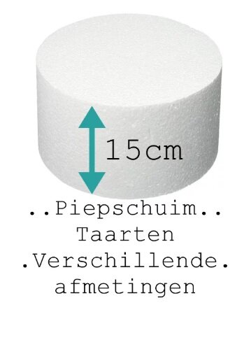 Taart Dummy Rond 15 cm hoog, verschillende afmetingen