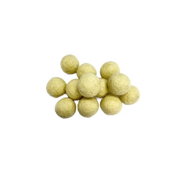 Vilt balletjes 15 mm, Cr&egrave;me/Zacht Geel , 12st. 